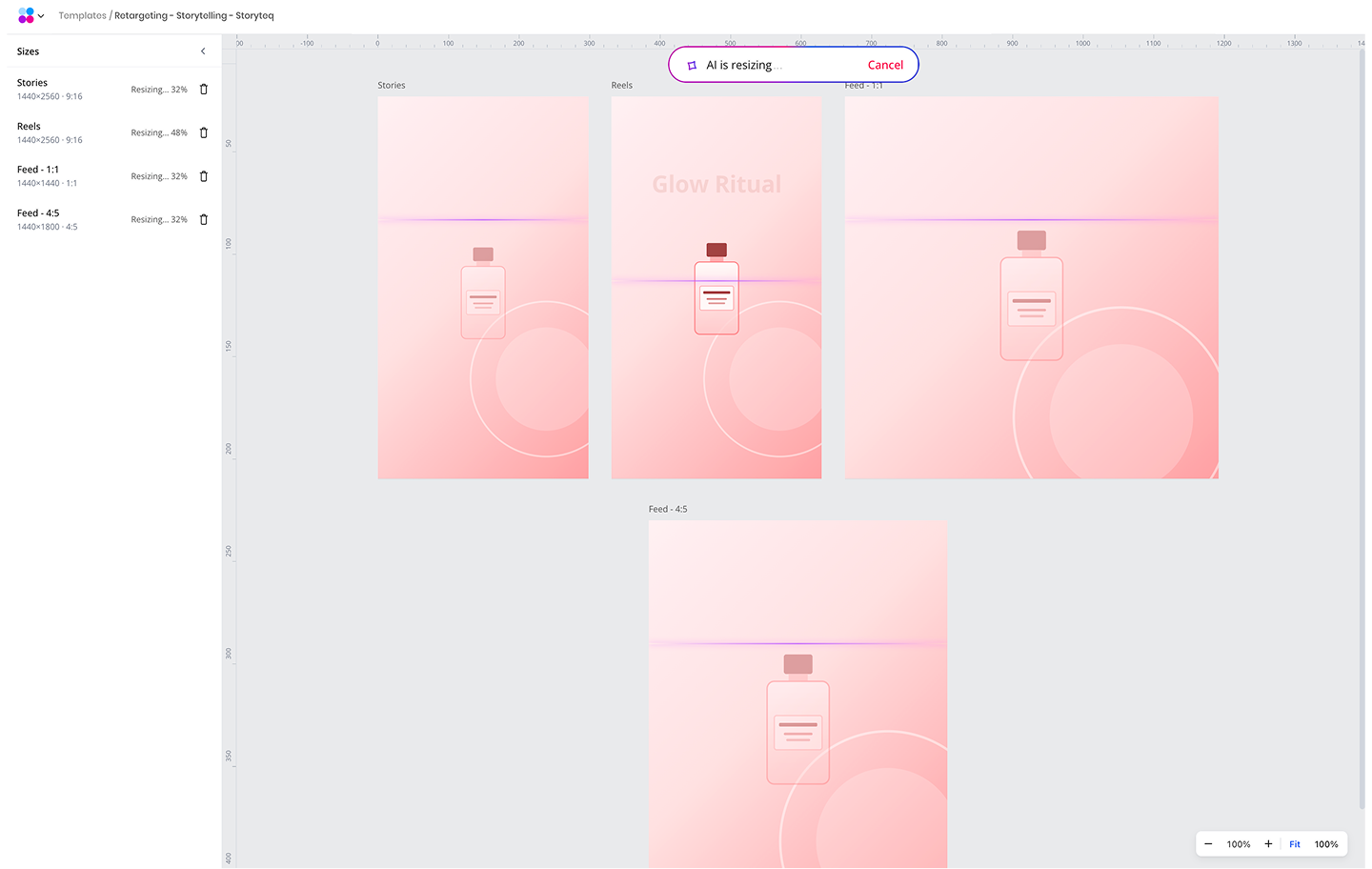 AI Resizer active resizes panel